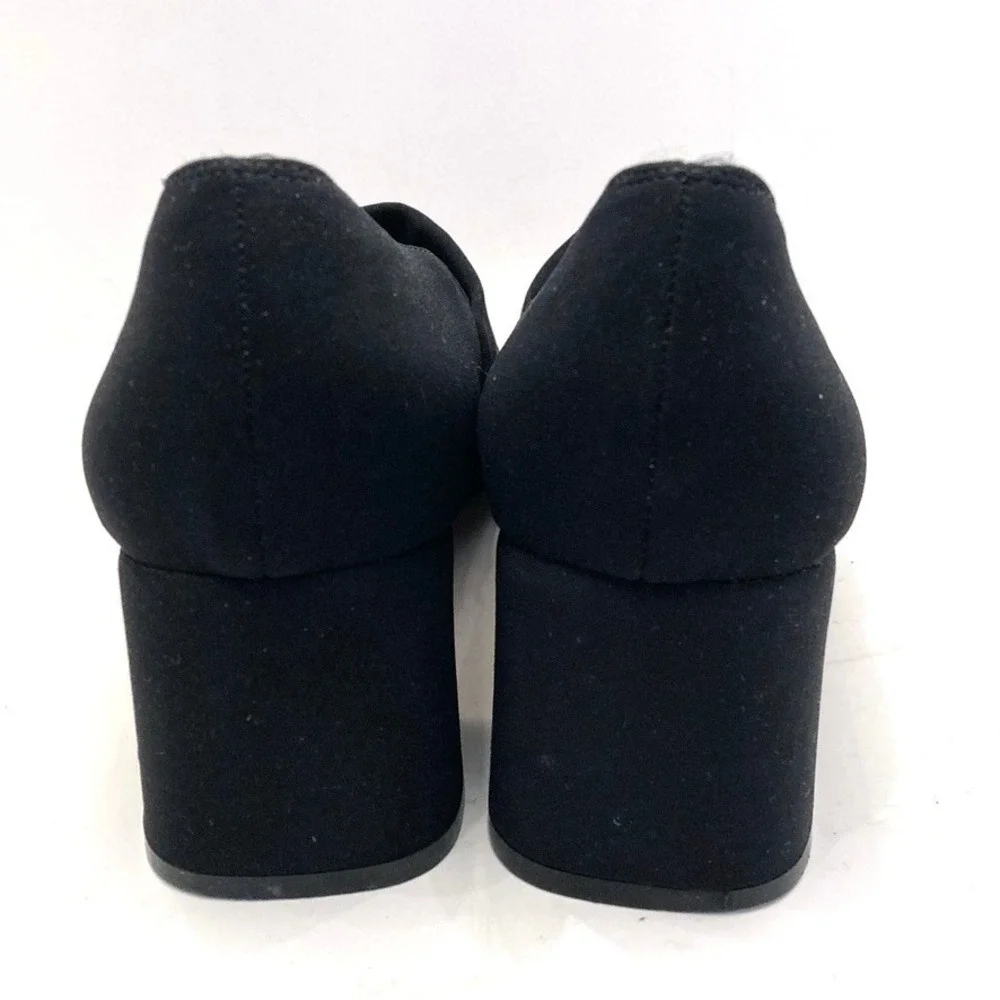 Salvatore Ferragamo Black Fabric‎ Block Heels Womens 10 AA Narrow Careerwear